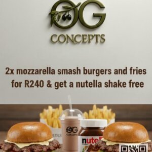 x2 Mozzarella Smash Burger, Free Shake